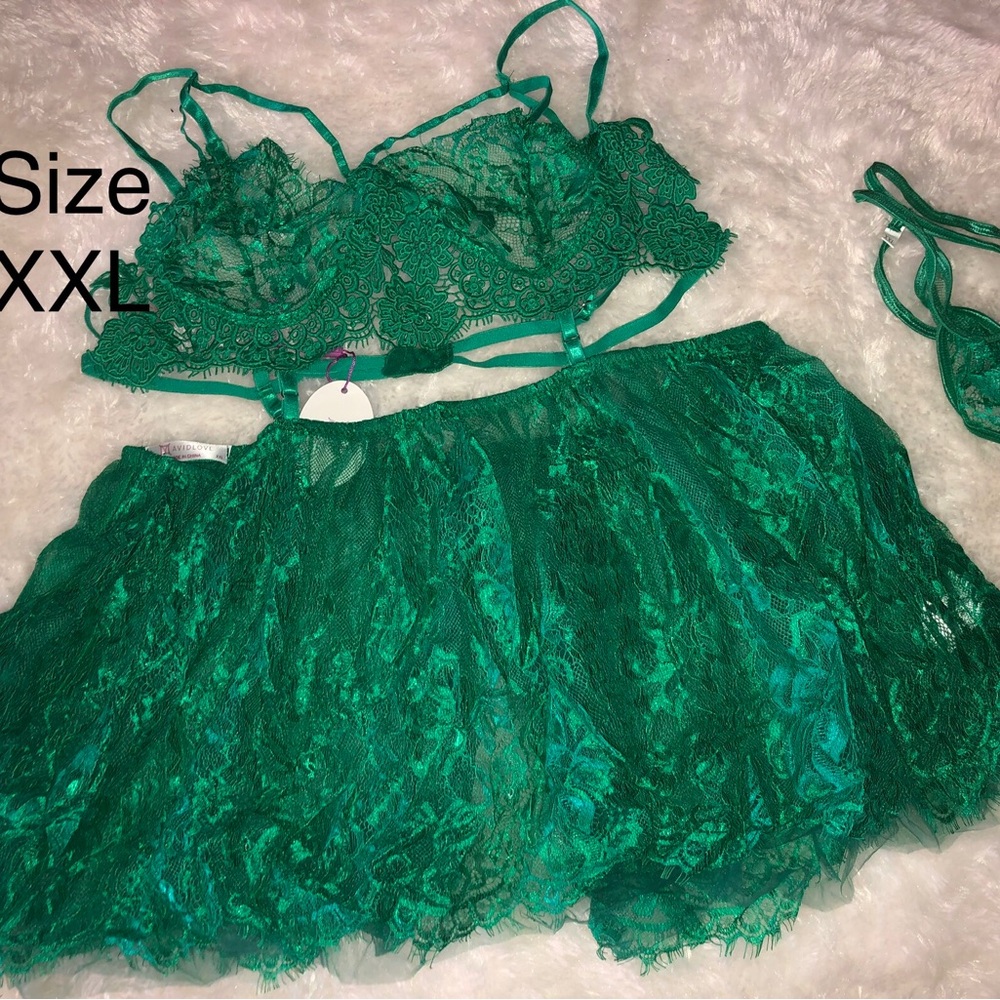 Green Lace Lingerie Set - Size XXL
